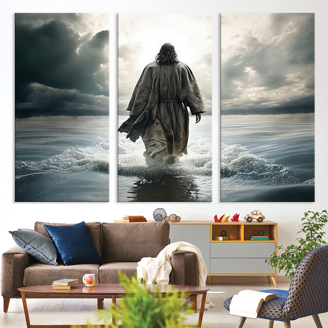 Jesus Walking on Water Wall Art | Canvas Print | Ready to Hang | Christian Home Decor | Spiritual Faith Wall Art | Inspirational Religious