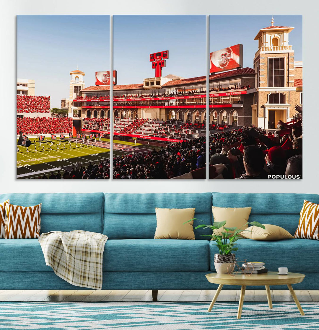 Jones AT&T Stadium Texas Tech Red Raiders Wall Art | Large Att Stadium Canvas Print | College Football Stadium Decor | Tech University