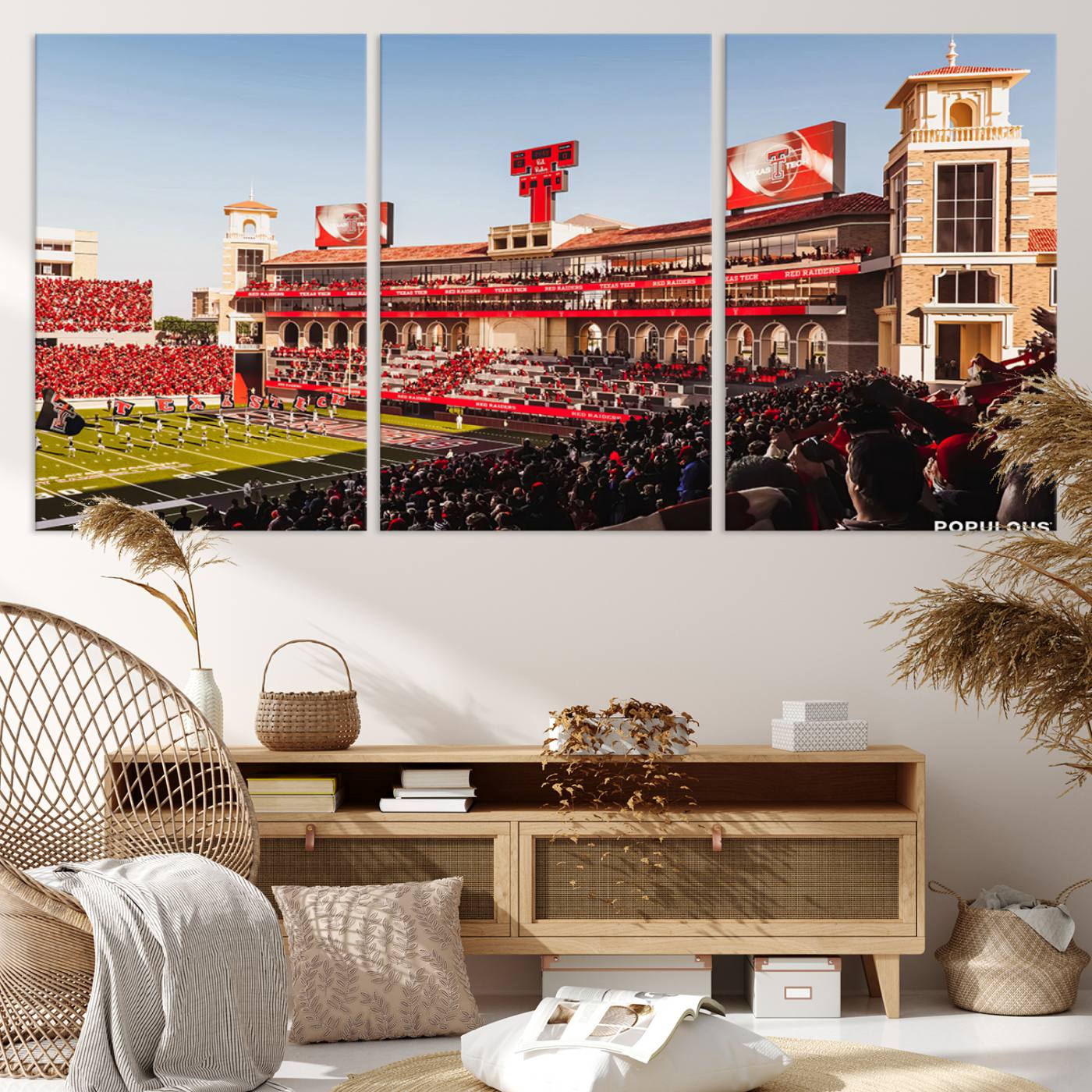 89744-MGV-CV-36X24-Jones AT&T Stadium Texas Tech Red Raiders Wall Art | Large Att Stadium Canvas Print | College Football Stadium Decor | Tech University