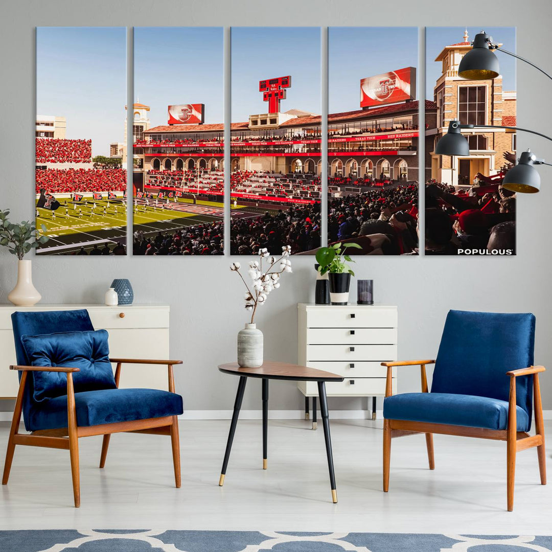89744-MGV-CV-36X24-Jones AT&T Stadium Texas Tech Red Raiders Wall Art | Large Att Stadium Canvas Print | College Football Stadium Decor | Tech University