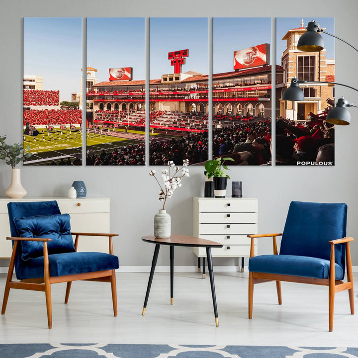 89744-MGV-CV-36X24-Jones AT&T Stadium Texas Tech Red Raiders Wall Art | Large Att Stadium Canvas Print | College Football Stadium Decor | Tech University