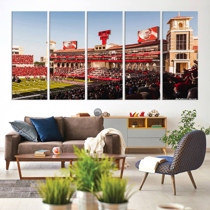 89744-MGV-CV-36X24-Jones AT&T Stadium Texas Tech Red Raiders Wall Art | Large Att Stadium Canvas Print | College Football Stadium Decor | Tech University