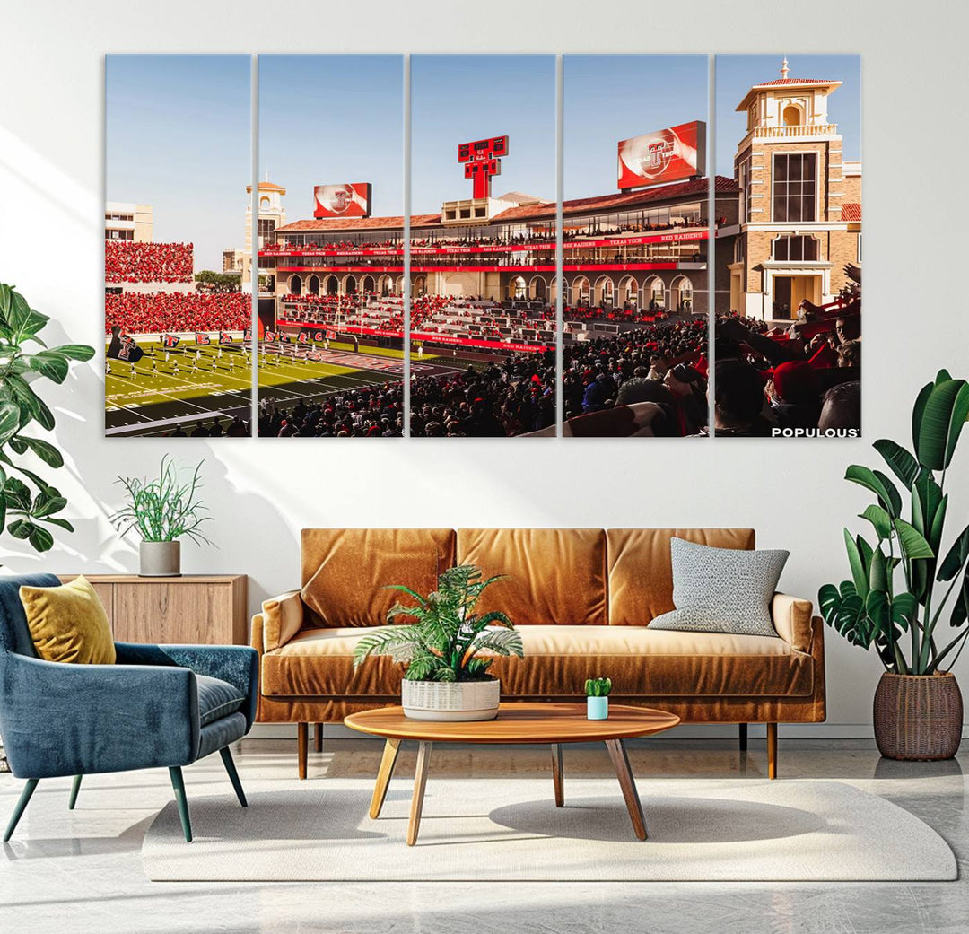 89744-MGV-CV-36X24-Jones AT&T Stadium Texas Tech Red Raiders Wall Art | Large Att Stadium Canvas Print | College Football Stadium Decor | Tech University