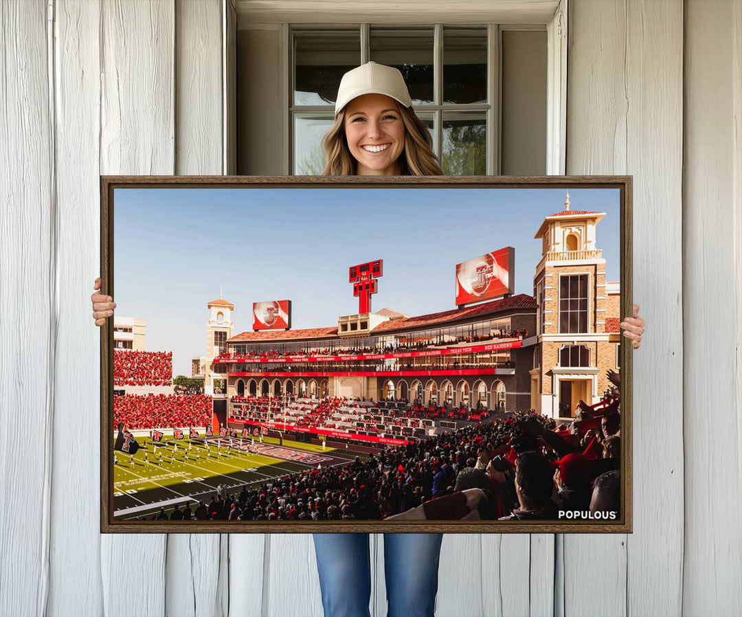 89744-MGV-CV-36X24-Jones AT&T Stadium Texas Tech Red Raiders Wall Art | Large Att Stadium Canvas Print | College Football Stadium Decor | Tech University