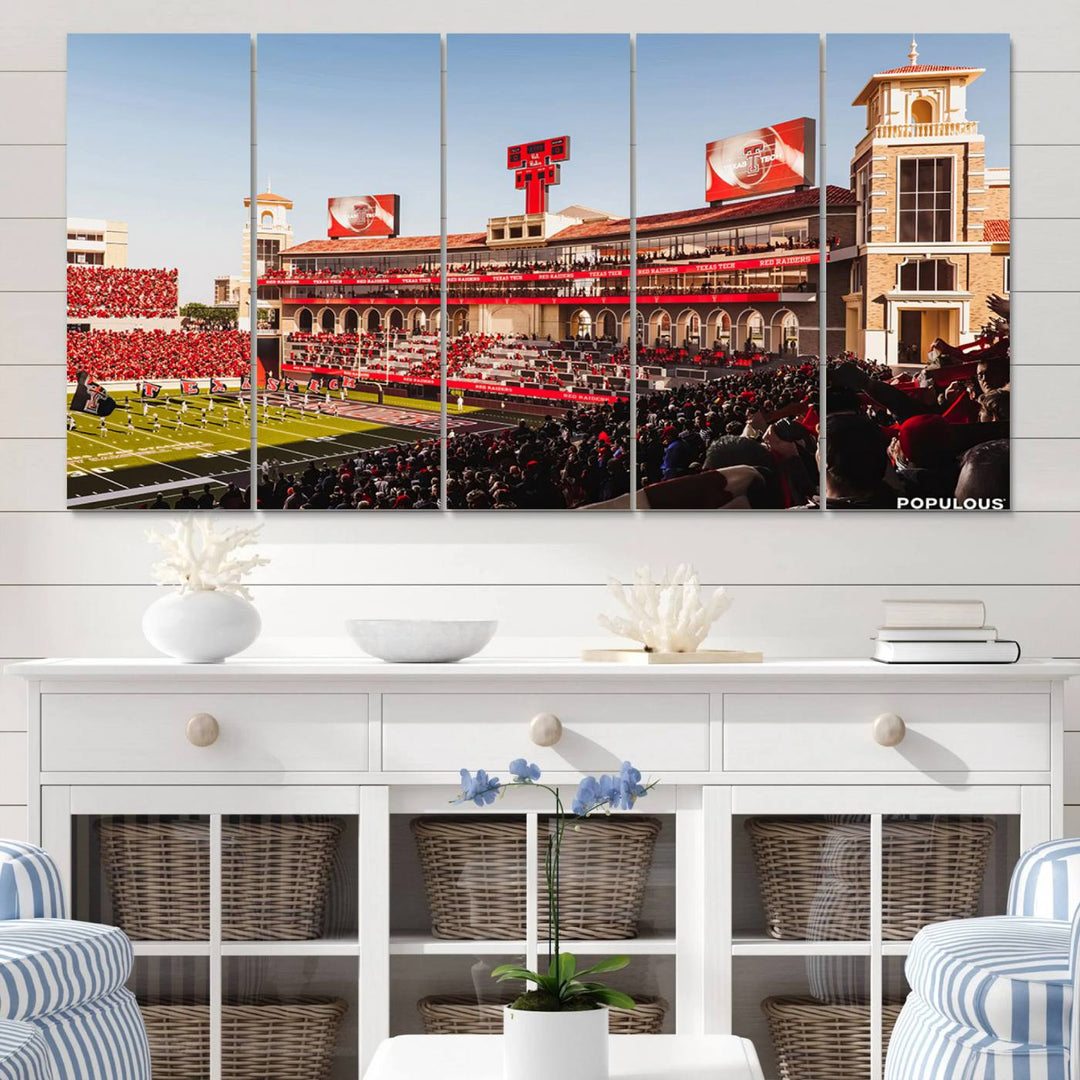 89744-MGV-CV-60X31-5P-Jones AT&T Stadium Texas Tech Red Raiders Wall Art | Large Att Stadium Canvas Print | College Football Stadium Decor | Tech University