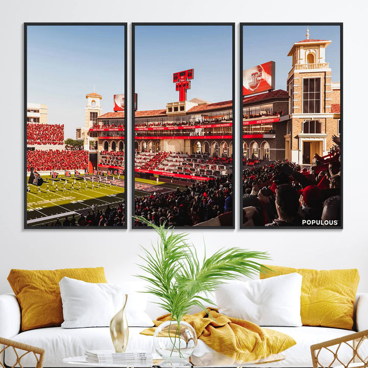 89744-MGV-FC-48X32-3P_Black-Jones AT&T Stadium Texas Tech Red Raiders Wall Art | Large Att Stadium Canvas Print | College Football Stadium Decor | Tech University