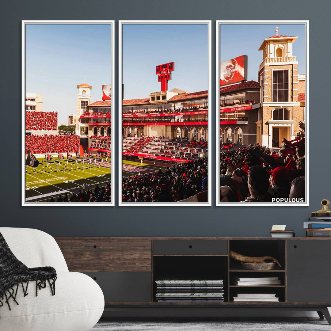 89744-MGV-FC-48X32-3P_White-Jones AT&T Stadium Texas Tech Red Raiders Wall Art | Large Att Stadium Canvas Print | College Football Stadium Decor | Tech University