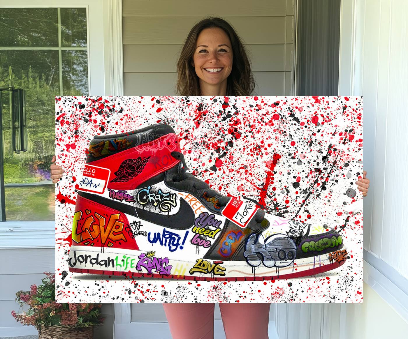 Jordan Shoes Graffiti Art Canvas Print- Jordan Graffiti