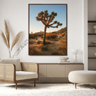 Joshua Tree Artwork Canvas Print, Desert Sunset Print, Framed Golden Hour Light Art Print, Large Southwestern Landscape Printing, Framed