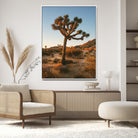 Joshua Tree Artwork Canvas Print, Desert Sunset Print, Framed Golden Hour Light Art Print, Large Southwestern Landscape Printing, Framed