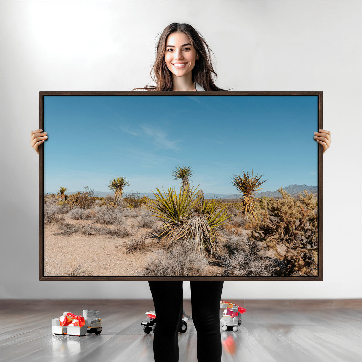 Joshua Tree Canvas Print, Desert Landscape Print, Framed Warm Earth Tones Art Print, Large California Southwest Printing, Framed