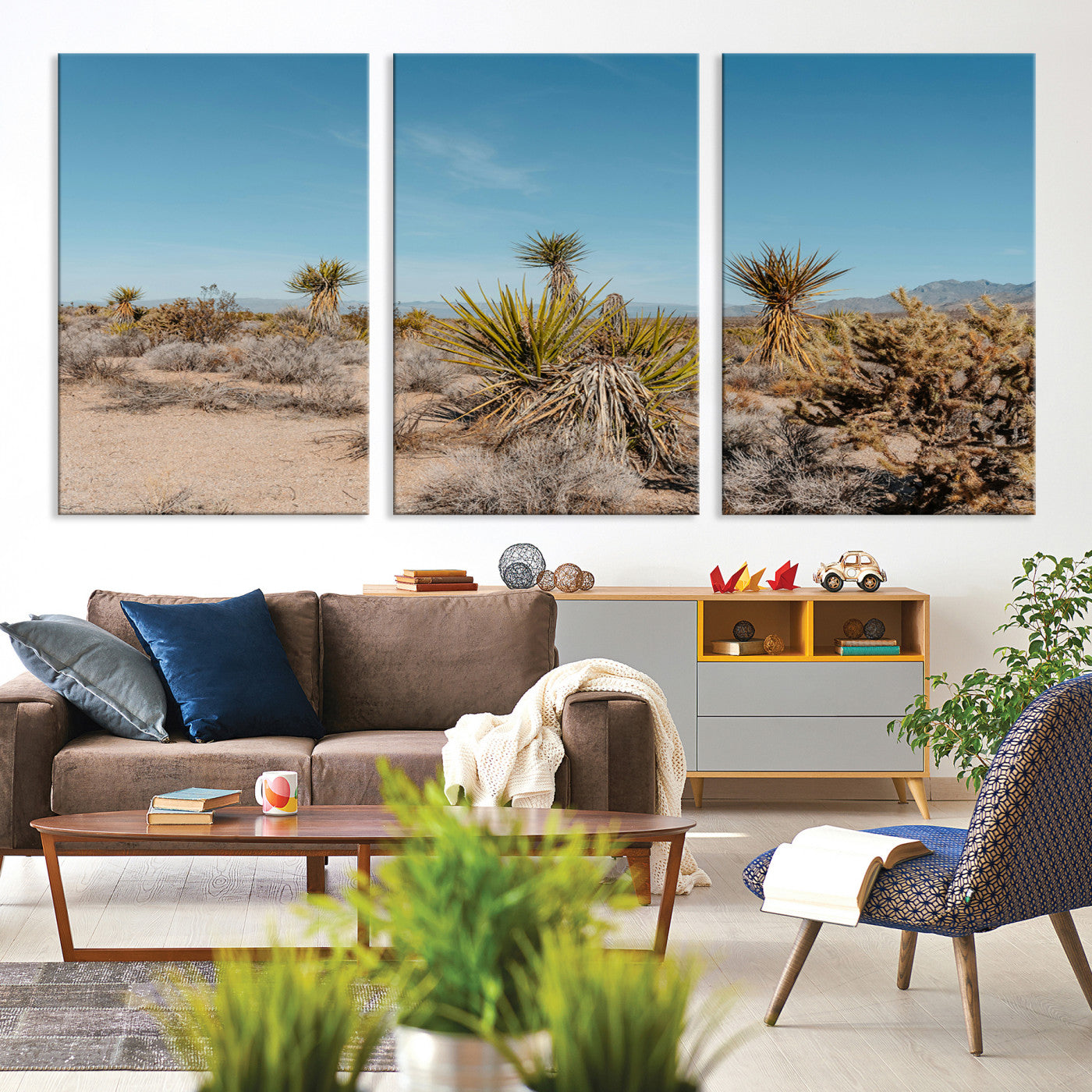 35156165-MGV-CV-36X24-Joshua Tree Canvas Print, Desert Landscape Print, Framed Warm Earth Tones Art Print, Large California Southwest Printing, Framed