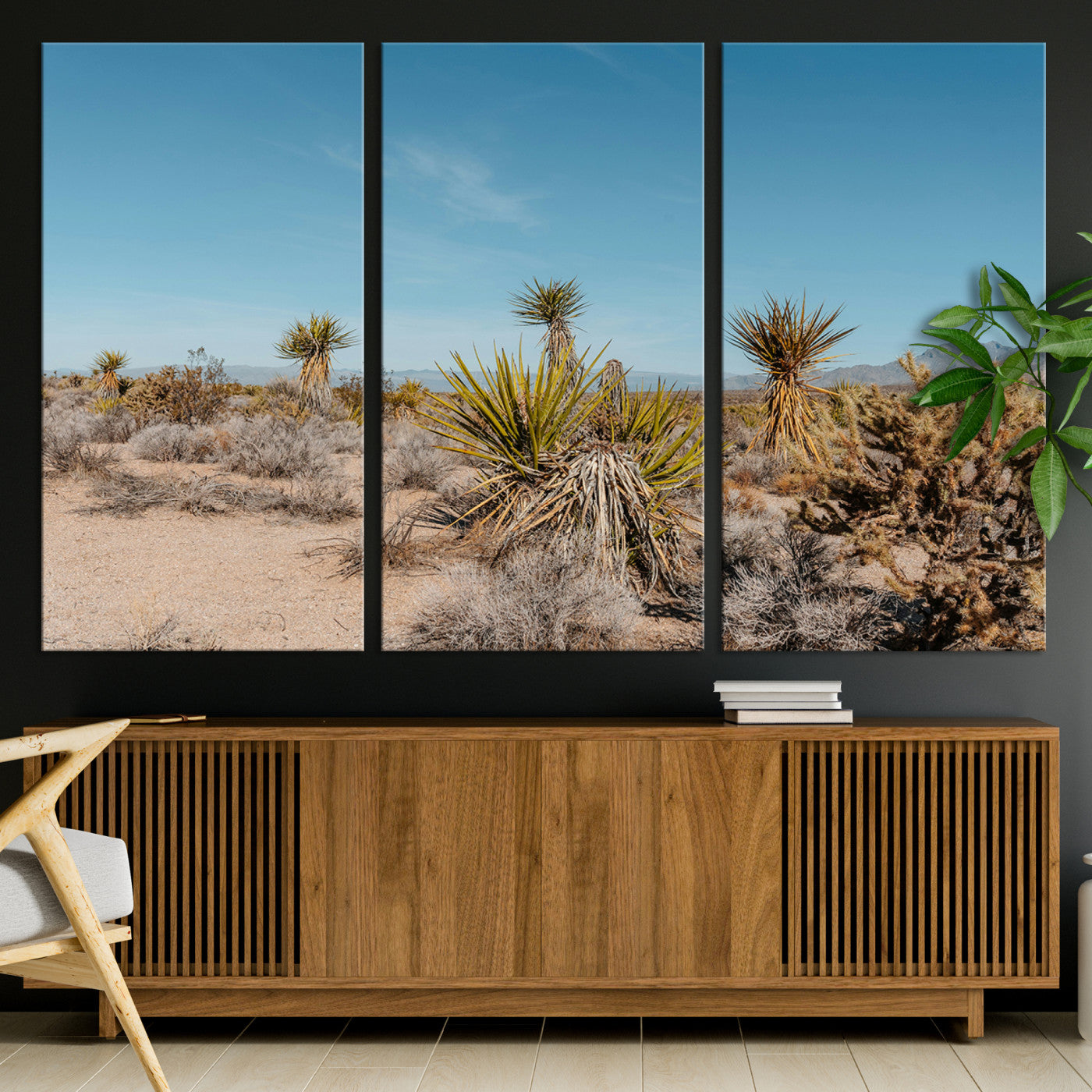 35156165-MGV-CV-36X24-Joshua Tree Canvas Print, Desert Landscape Print, Framed Warm Earth Tones Art Print, Large California Southwest Printing, Framed