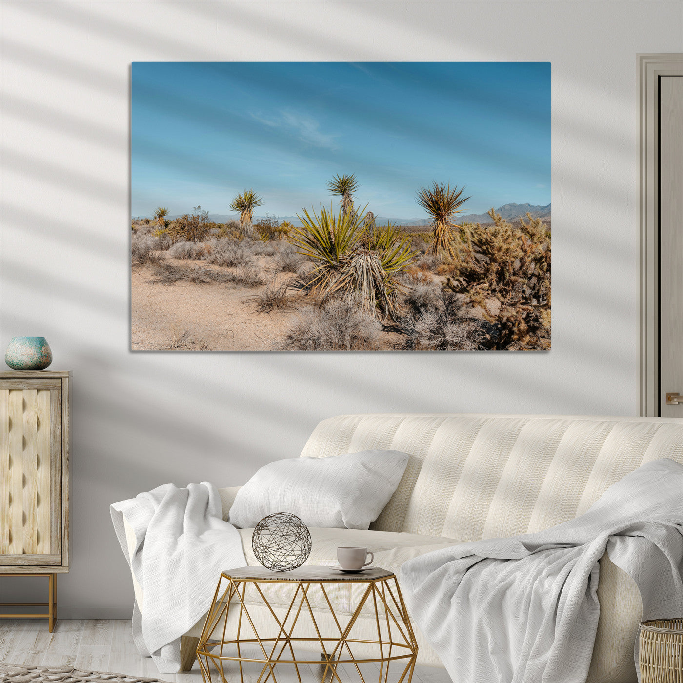 Joshua Tree Canvas Print, Desert Landscape Print, Framed Warm Earth Tones Art Print, Large California Southwest Printing, Framed