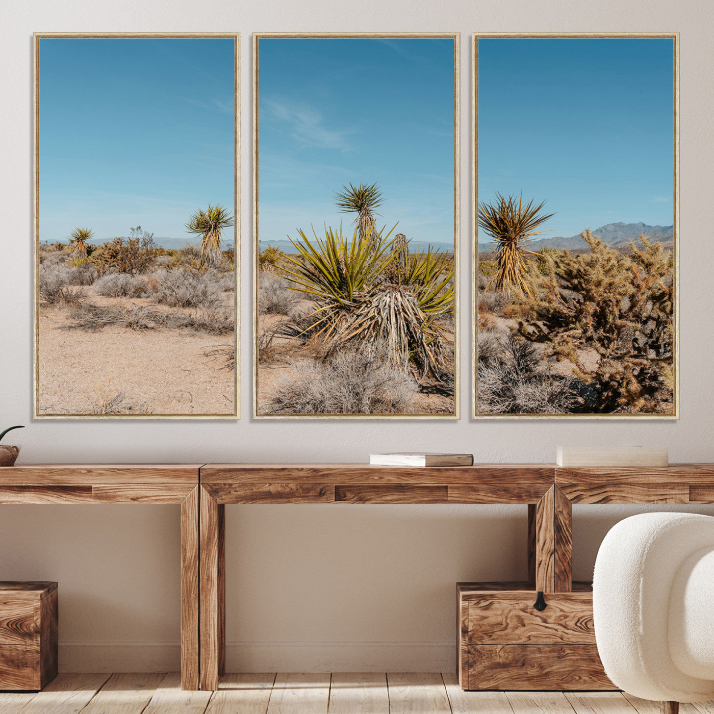 35156165-MGV-CV-36X24-Joshua Tree Canvas Print, Desert Landscape Print, Framed Warm Earth Tones Art Print, Large California Southwest Printing, Framed