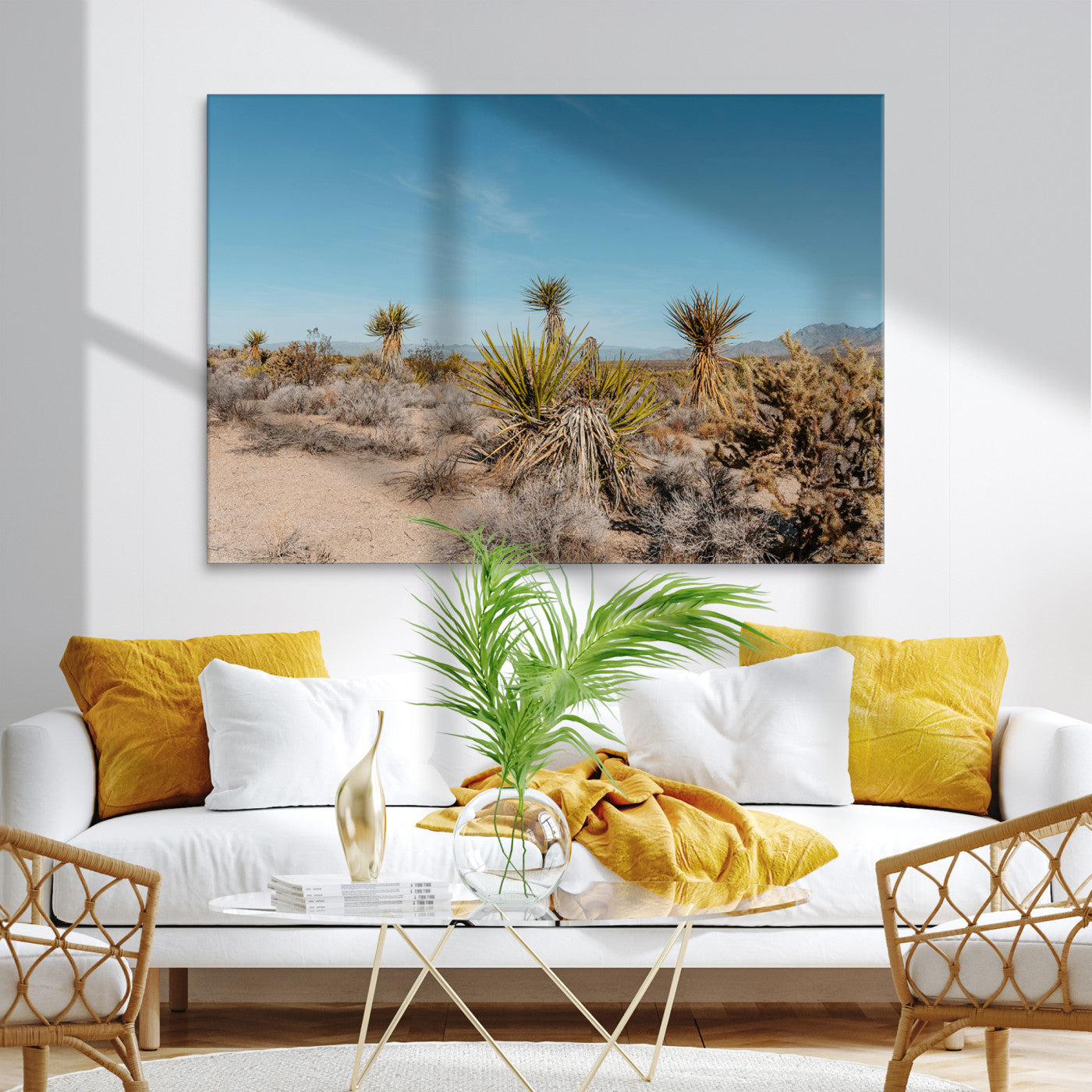 Joshua Tree Canvas Print, Desert Landscape Print, Framed Warm Earth Tones Art Print, Large California Southwest Printing, Framed