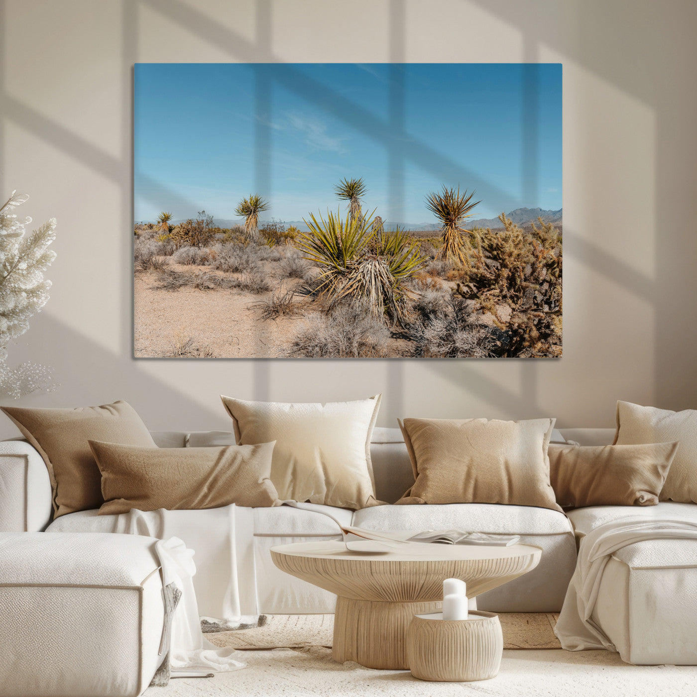 Joshua Tree Canvas Print, Desert Landscape Print, Framed Warm Earth Tones Art Print, Large California Southwest Printing, Framed