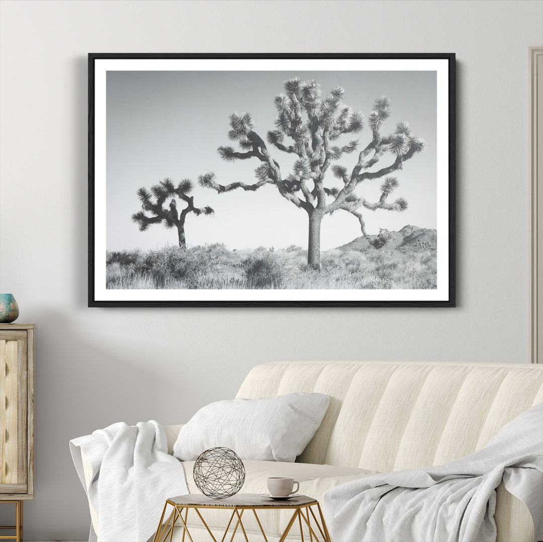 Joshua Tree Wall Art Canvas Print, Framed Black White Landscape Art Picture Print, Desert Tree Decor Perfect Southwestern Decor