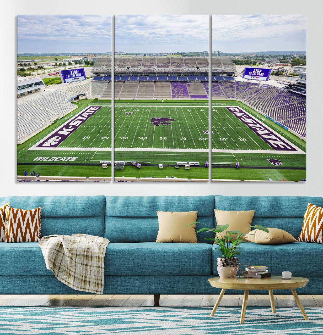 29452-MGV-CV-36X24-KState Wildcats Football Team Print - Manhattan Bill Snyder Family Football Stadium Wall Art Canvas Print
