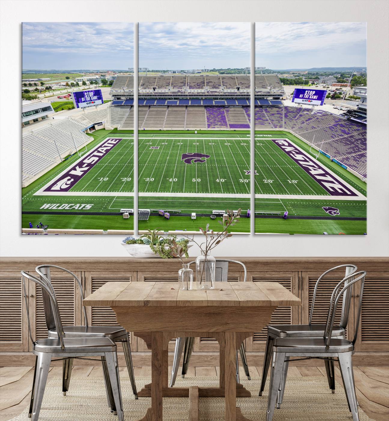 29452-MGV-CV-36X24-KState Wildcats Football Team Print - Manhattan Bill Snyder Family Football Stadium Wall Art Canvas Print