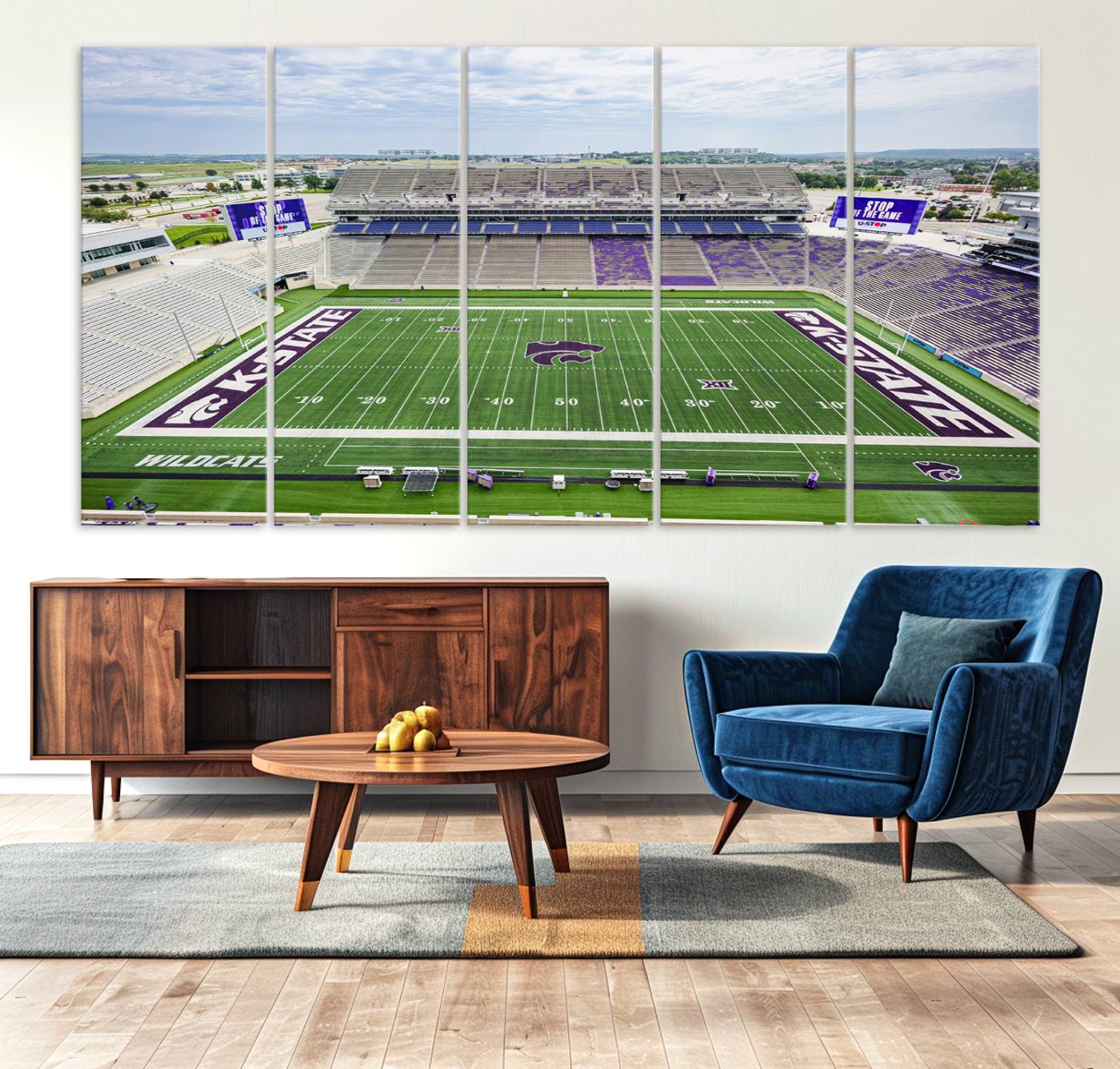 29452-MGV-CV-36X24-KState Wildcats Football Team Print - Manhattan Bill Snyder Family Football Stadium Wall Art Canvas Print