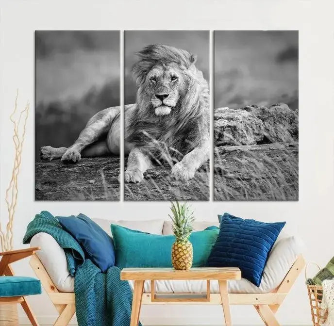 The "King of Forest" Lion Wall Art Canvas Print, a black-and-white triptych, stands out as a stunning piece. Featuring museum-quality canvases and a UV-protective coating for lasting vibrancy, it is also available with free shipping.