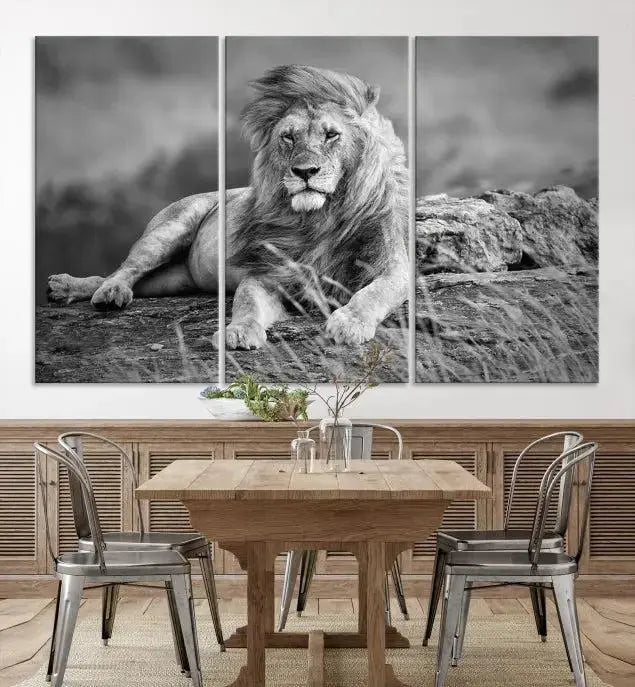 The "King of Forest" Lion Wall Art Canvas Print, a black-and-white triptych, stands out as a stunning piece. Featuring museum-quality canvases and a UV-protective coating for lasting vibrancy, it is also available with free shipping.