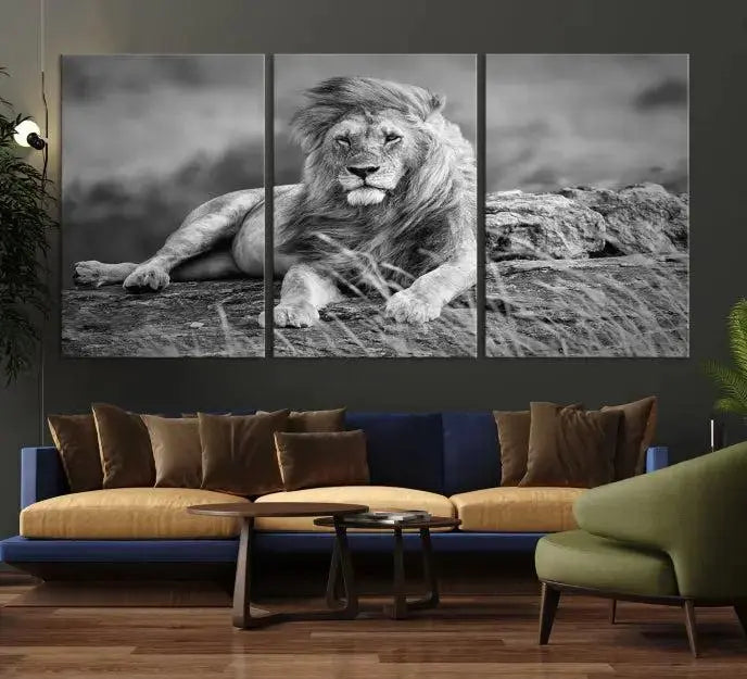 The "King of Forest" Lion Wall Art Canvas Print, a black-and-white triptych, stands out as a stunning piece. Featuring museum-quality canvases and a UV-protective coating for lasting vibrancy, it is also available with free shipping.