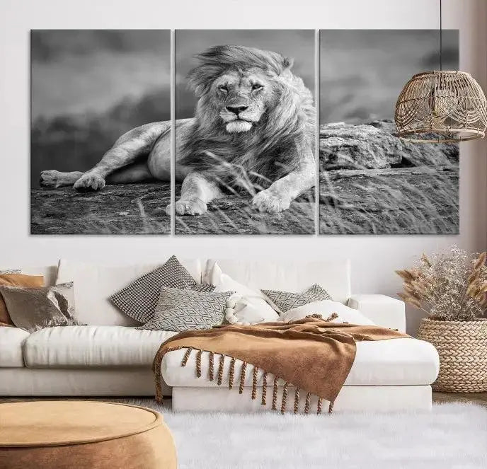 The "King of Forest" Lion Wall Art Canvas Print, a black-and-white triptych, stands out as a stunning piece. Featuring museum-quality canvases and a UV-protective coating for lasting vibrancy, it is also available with free shipping.