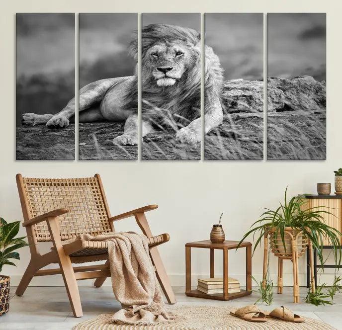 The "King of Forest" Lion Wall Art Canvas Print, a black-and-white triptych, stands out as a stunning piece. Featuring museum-quality canvases and a UV-protective coating for lasting vibrancy, it is also available with free shipping.