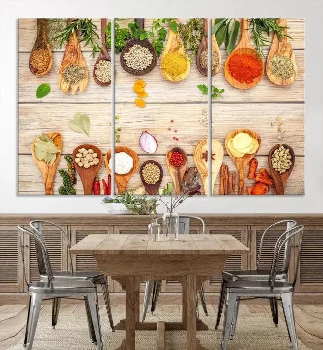 Kitchen Spice on the Table Wall Art, Kitchen Spice Wall Art Canvas Print