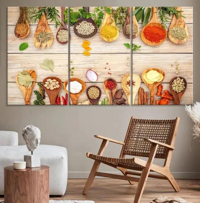 Kitchen Spice on the Table Wall Art, Kitchen Spice Wall Art Canvas Print