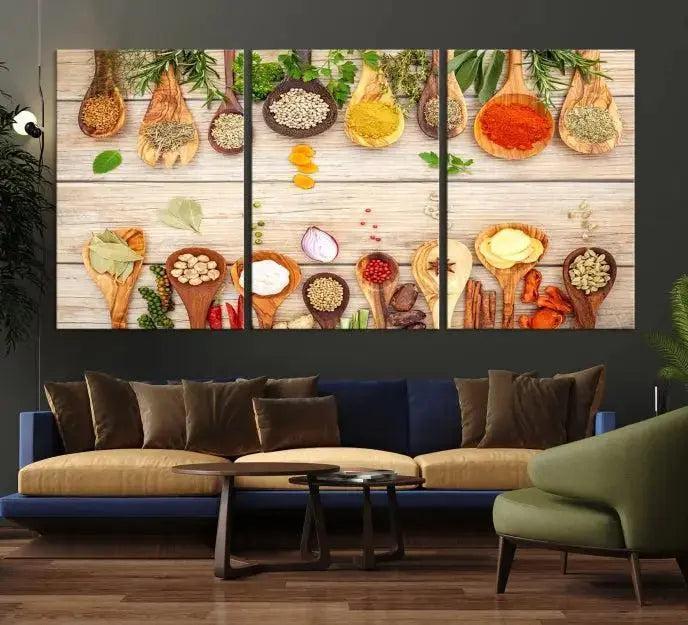 Kitchen Spice on the Table Wall Art, Kitchen Spice Wall Art Canvas Print