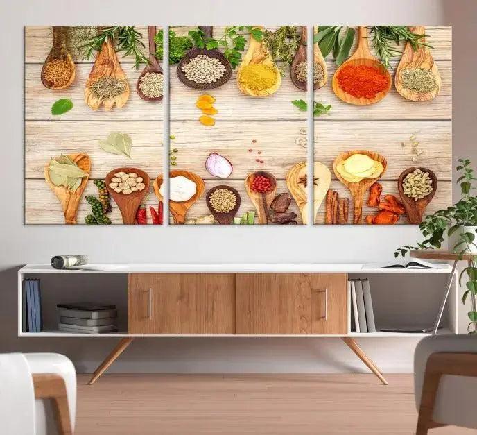 Kitchen Spice on the Table Wall Art, Kitchen Spice Wall Art Canvas Print
