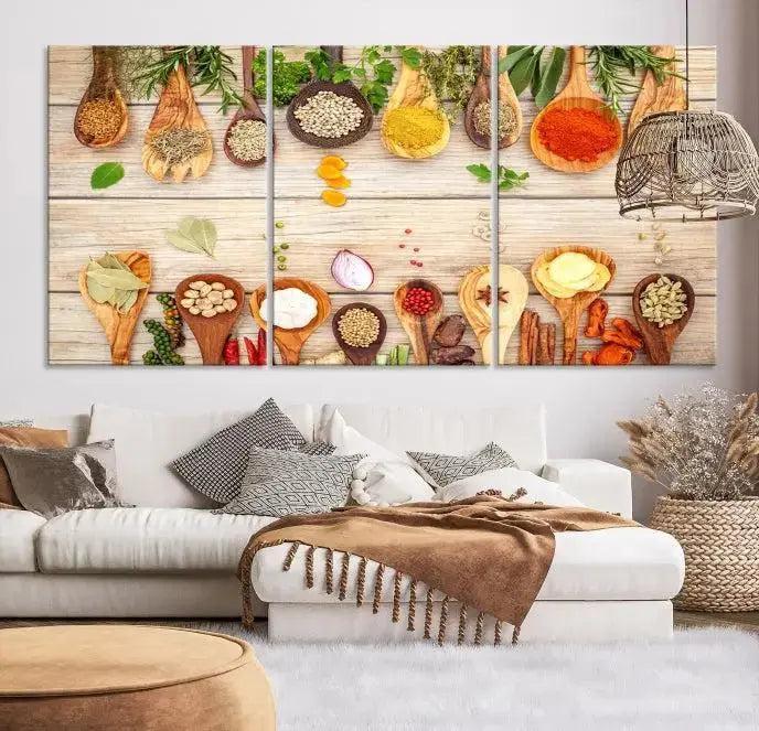 Kitchen Spice on the Table Wall Art, Kitchen Spice Wall Art Canvas Print