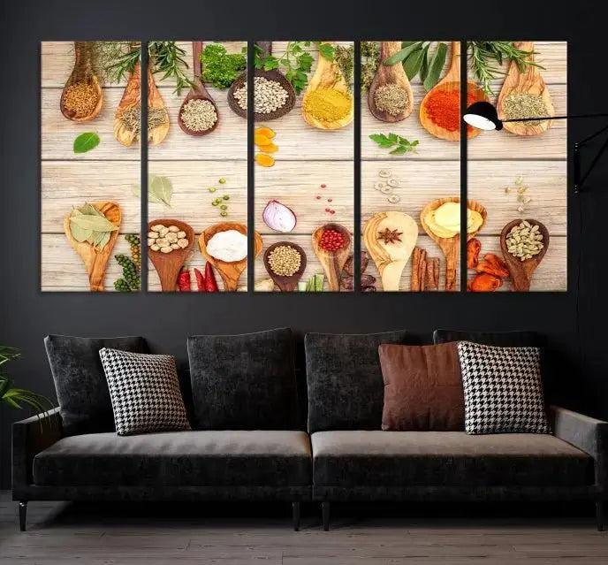 Kitchen Spice on the Table Wall Art, Kitchen Spice Wall Art Canvas Print