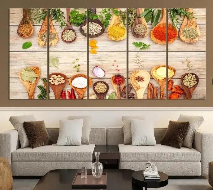 Kitchen Spice on the Table Wall Art, Kitchen Spice Wall Art Canvas Print