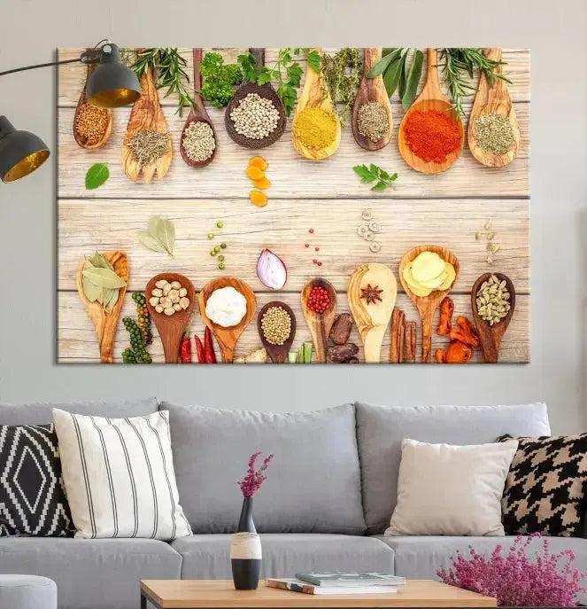Kitchen Spice on the Table Wall Art, Kitchen Spice Wall Art Canvas Print