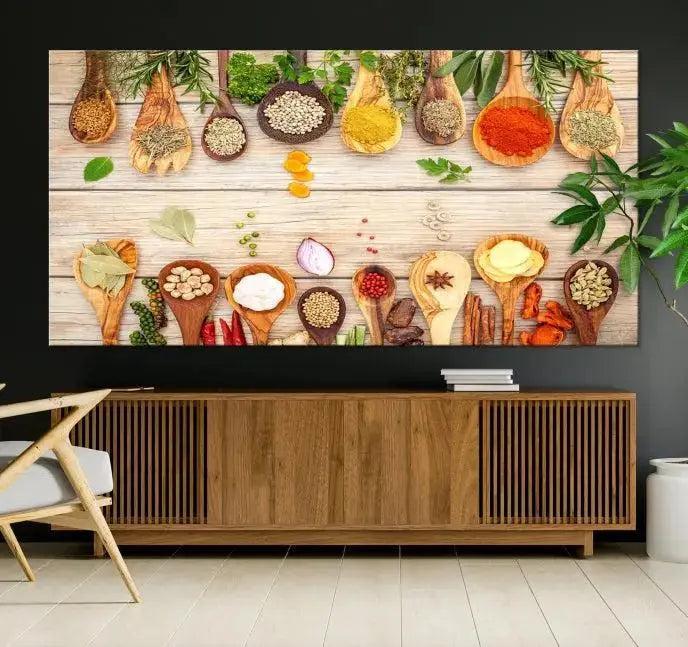Kitchen Spice on the Table Wall Art, Kitchen Spice Wall Art Canvas Print