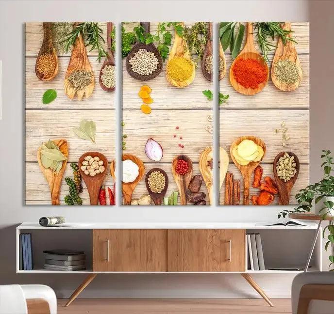 Kitchen Spice on the Table Wall Art, Kitchen Spice Wall Art Canvas Print