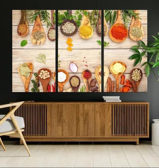 Kitchen Spice on the Table Wall Art, Kitchen Spice Wall Art Canvas Print
