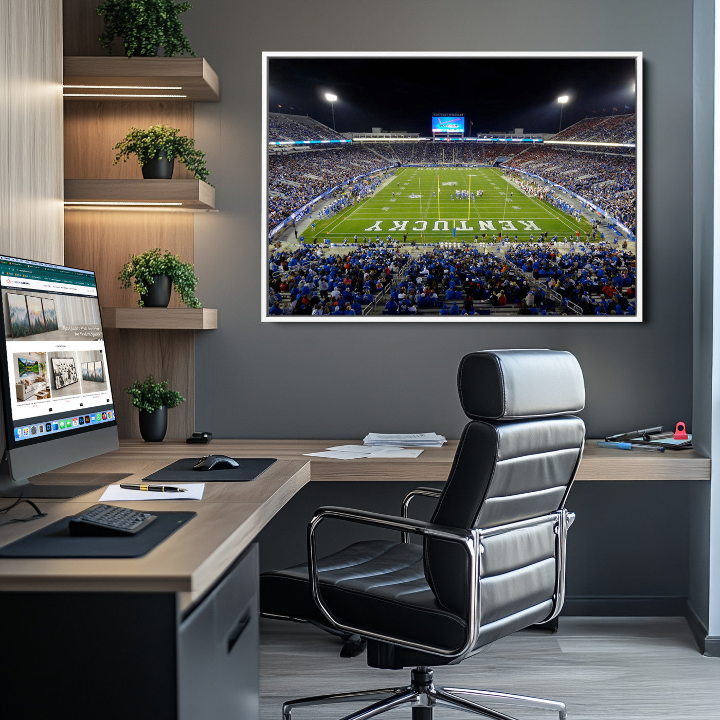 14304-MGV-CV-36X24-Kroger Field Canvas Wall Art - Kentucky Stadium Wall Art Print - Sunset Football Stadium Wall Decor - Kroger Field Lexington Art