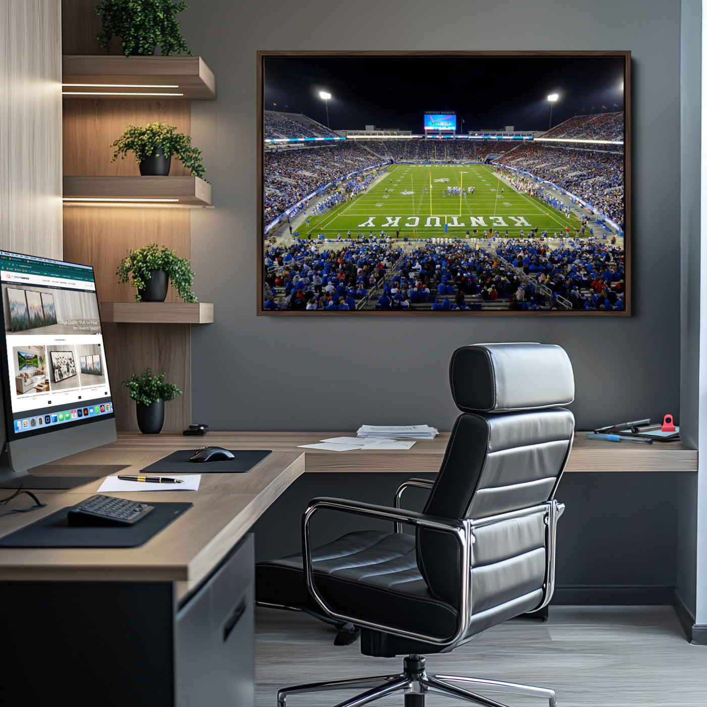 14304-MGV-CV-36X24-Kroger Field Canvas Wall Art - Kentucky Stadium Wall Art Print - Sunset Football Stadium Wall Decor - Kroger Field Lexington Art