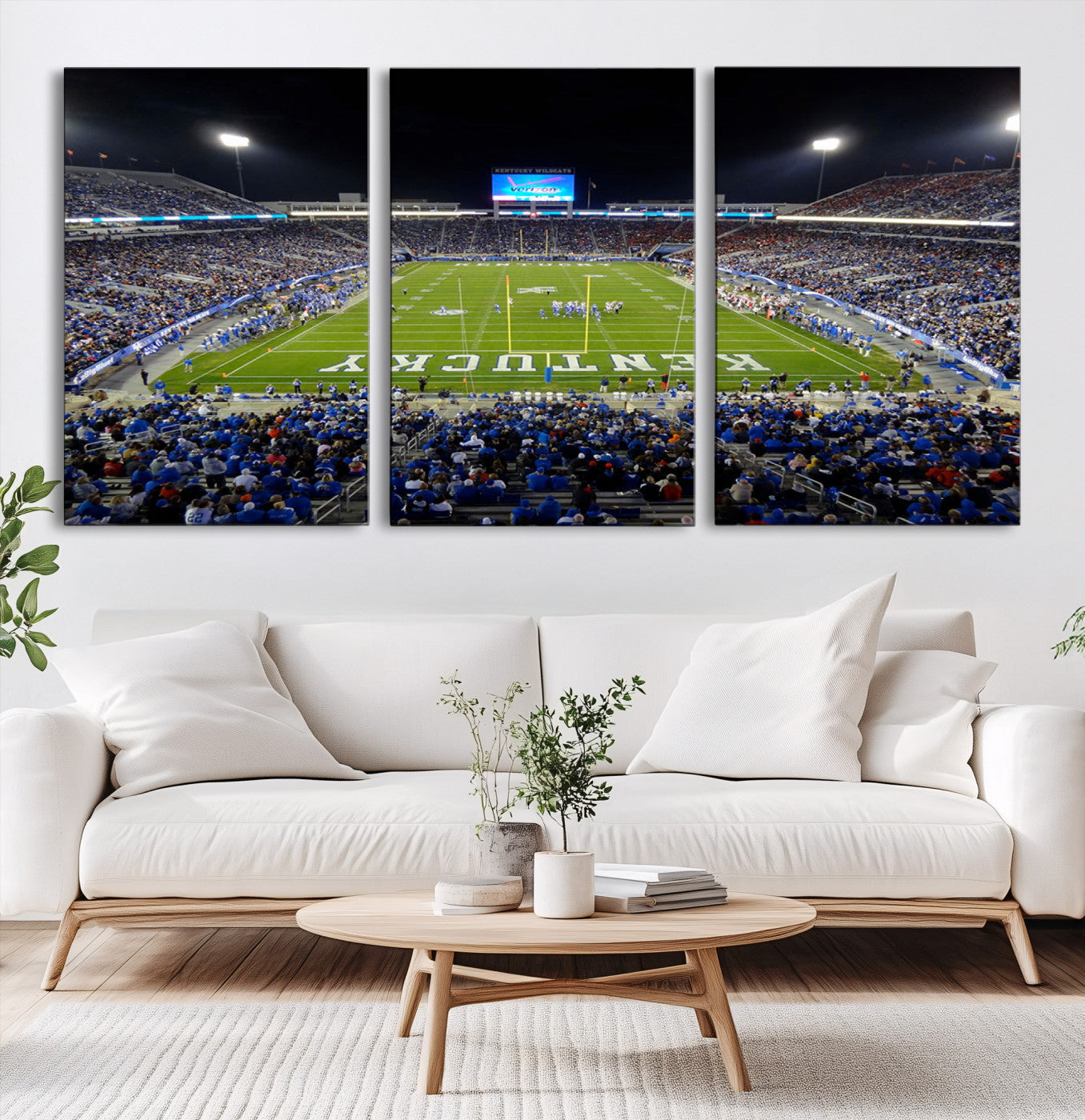 14304-MGV-CV-60X30-3P-Kroger Field Canvas Wall Art - Kentucky Stadium Wall Art Print - Sunset Football Stadium Wall Decor - Kroger Field Lexington Art