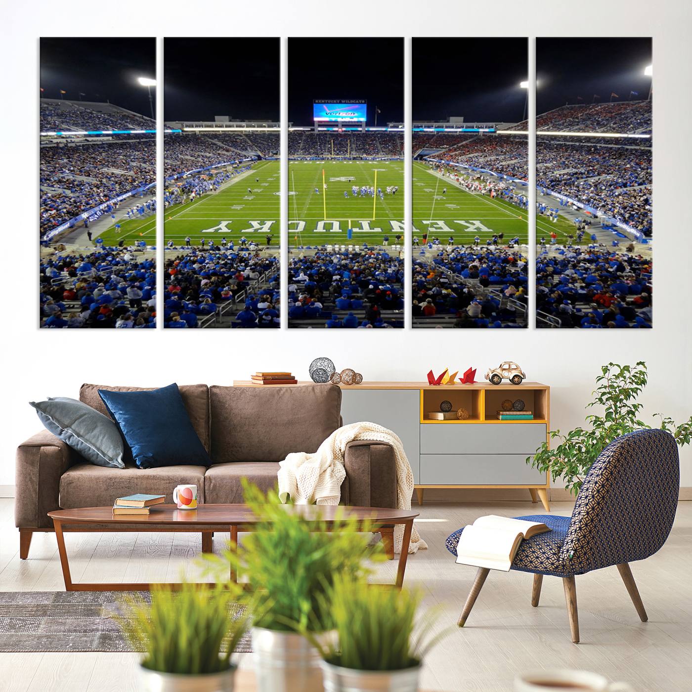 14304-MGV-CV-80X40-5P-Kroger Field Canvas Wall Art - Kentucky Stadium Wall Art Print - Sunset Football Stadium Wall Decor - Kroger Field Lexington Art