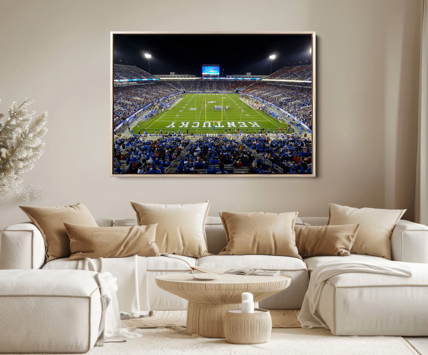 14304-MGV-FC-36X24_Natural-Kroger Field Canvas Wall Art - Kentucky Stadium Wall Art Print - Sunset Football Stadium Wall Decor - Kroger Field Lexington Art