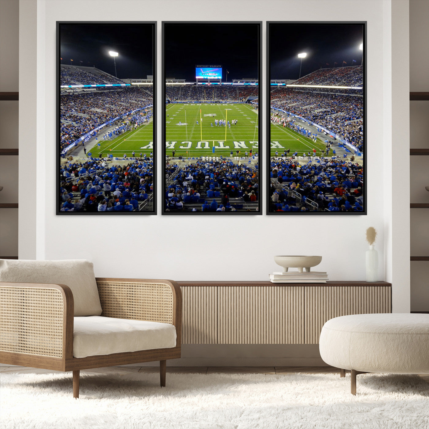 14304-MGV-FC-60X40-3P_Black-Kroger Field Canvas Wall Art - Kentucky Stadium Wall Art Print - Sunset Football Stadium Wall Decor - Kroger Field Lexington Art