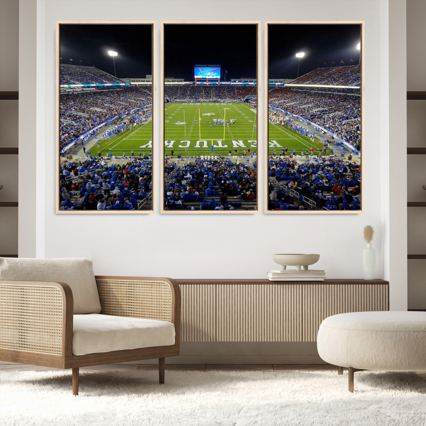 14304-MGV-FC-60X40-3P_Natural-Kroger Field Canvas Wall Art - Kentucky Stadium Wall Art Print - Sunset Football Stadium Wall Decor - Kroger Field Lexington Art