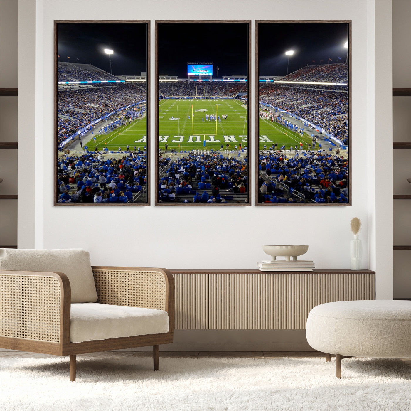 14304-MGV-FC-60X40-3P_Walnut-Kroger Field Canvas Wall Art - Kentucky Stadium Wall Art Print - Sunset Football Stadium Wall Decor - Kroger Field Lexington Art