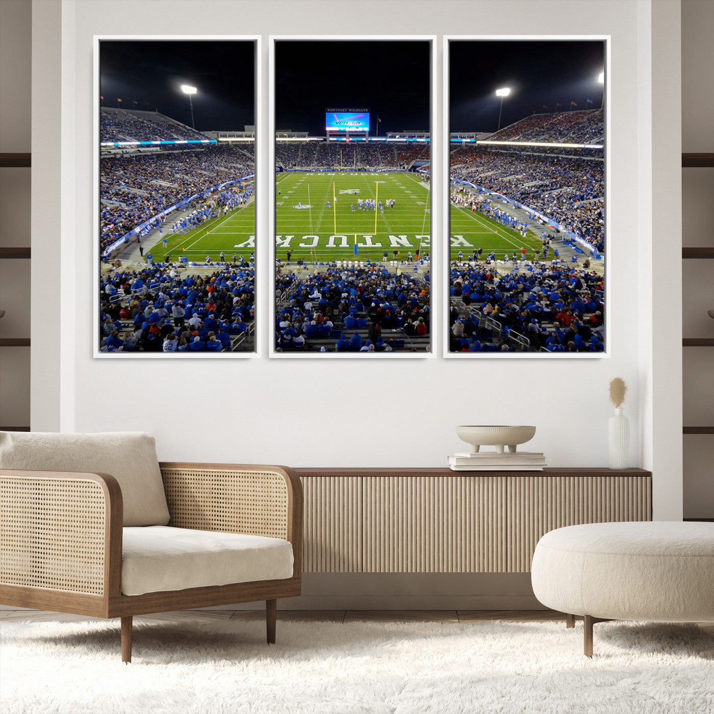 14304-MGV-FC-60X40-3P_White-Kroger Field Canvas Wall Art - Kentucky Stadium Wall Art Print - Sunset Football Stadium Wall Decor - Kroger Field Lexington Art